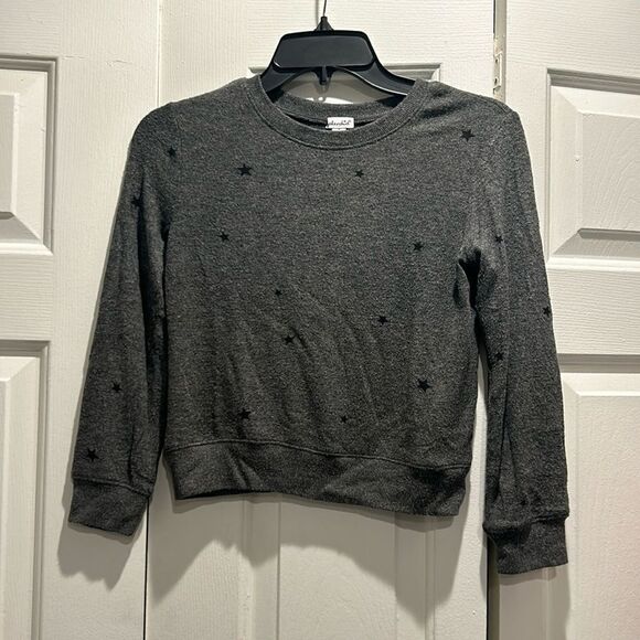 Splendid Gray Sweater w Black Stars, Girls Size 8 - Picture 1 of 7